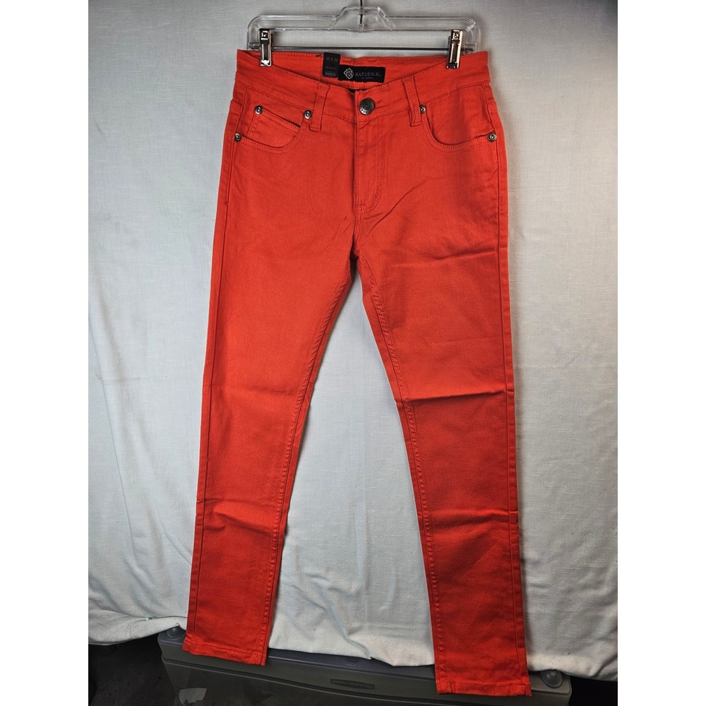 Hayden.K California Mens Skinny Fit Jeans Orange Red 30x32 NWT